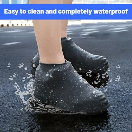 Waterproof Shoe Covers Reusable,3 Pairs Shoe Covers Reusable Waterproof,Silicone Shoe Covers to Prevent Rain Into Shoes,Shoe Protector Covers One Size Fits All for People Outdoor Cycling Hikin — view 4