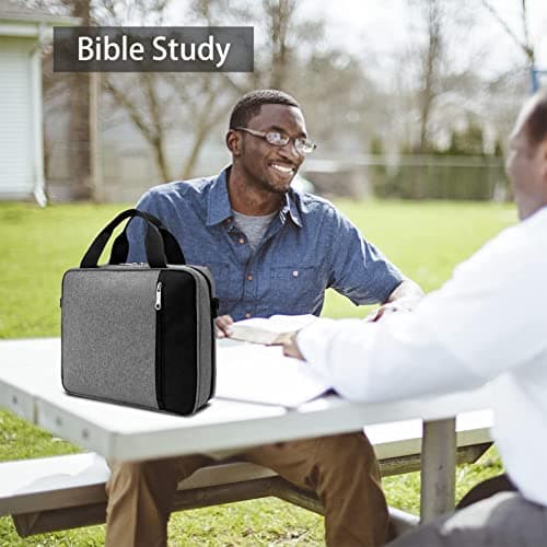 HINAA Bible Cover A4 Book Bags With Handle And Zippered Pocket, Bible Case Church Bag Travel Document Organizer, For Men Women Father Kids — view 3