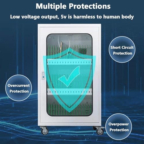 JKJZSALJ 40 Slots Rechargeable Phone Locker,With Multi-Port Charger And 4 Universal Wheel,5V 2A Efficient Charging,Suitable For Charging Various Mobile Phones,Black — view 3