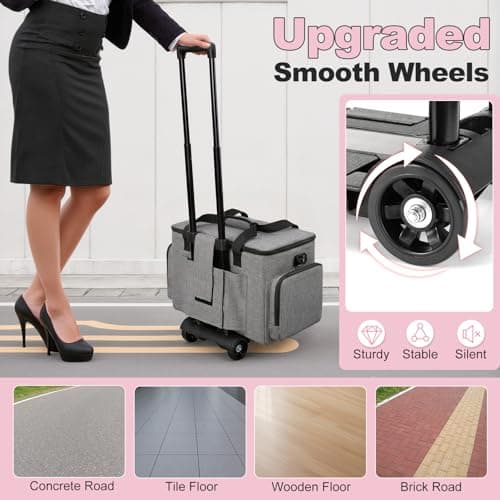 Housolution Rolling Teacher Bag with Wheels, Fits for 17" Laptop, Gray — view 4
