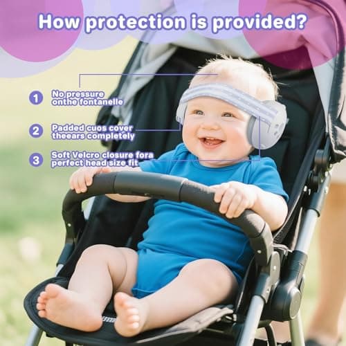 YingErTool Baby Ear Defenders - 25dB, Infant Headphones Noise Cancelling for 0-36 Months, Safe & Soothing Hearing Protection, Ideal for Travel, Sleeping (Grey) — view 3