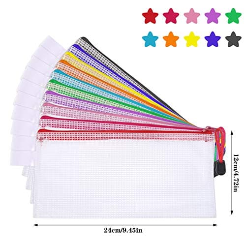 RosewineC 20 Pcs Clear Pencil Case,Plastic Pen Pencil Bag Zipper Mesh Pouch — view 2
