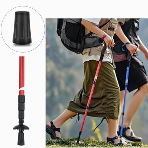 Walking Stick Caps & Trekking Pole Tips - Anti-Slip Rubber Tips, Universal 11mm Replacement Caps for Hiking Poles, Walking Canes & Nordic Poles (Black, 12PCS) — view 3