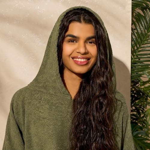 Brentfords Hooded Towel Adults, Changing Robe Large Bath Surf Beach Swimming Robe Absorbent Quick Dry Soft Microfibre Towel Wrap for Women Men, Khaki Green — view 2