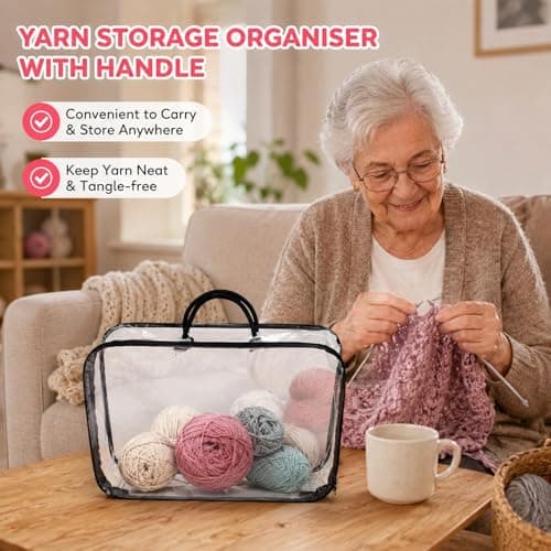 3pcs Clear Yarn Storage Organiser with Handles, Large Dust-Proof Wool Storage Bags with Zips for Knitting & Crochet Accessories, Portable Yarn Bag for Craft Storage & Saving Space — view 5