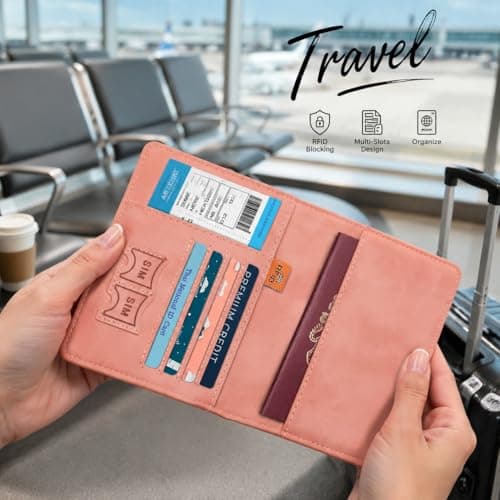 ALLGAYER Pink & Blue Passport Holder - 2 Pcs PU Travel Document Case — view 3