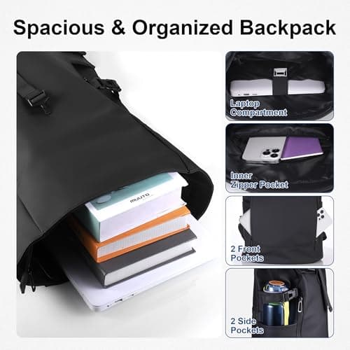 Hahorpa Roll Top Backpack Unisex, 17 Inches Laptop Backpack for Men Women — view 4