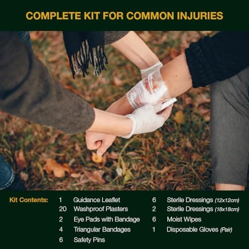 Value Aid HSE Compliant First Aid Kit for Workplace, Home & Car - CE Marked Contents, Double-Clasp Case with Handle - Complete Set for 1-10 People Includes Plasters, Bandages & Medical Supplies — view 4