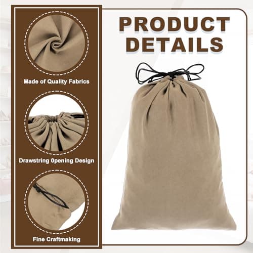 sourcing map 2 Pack Dust Bags for Handbags, 8.7x11.9" Cotton Drawstring Storage Pouch Bag Dust Cover Storage Bags for Purses Shoes Boots Daily Travel Storage, Khaki — view 3