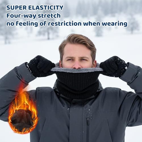 2 Pack Winter Neck Warmer Fleece Infinity Snood Scarf for Mens Women Thermal Knitted Neck Gaiter for Cycling Motorcycle Ski Sports, Neck Warmer for Men, Ski Neck Warmer for Winter Outdoor Sports — view 6