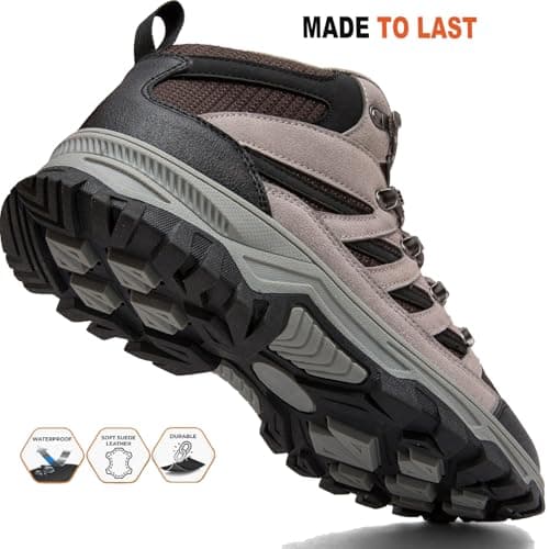 HODTOB Hiking Boots Mens Womens Lace-up Non-Slip Outdoor Men Women Mountain Trekking Shoes for All Season Walking Travelling Backpacking Camping Shoes Sneaker Khaki-7UK — view 6