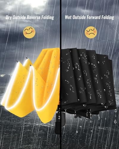 Chakipee Umbrella Windproof Strong Compact Automatic Umbrellas - Umbrella for Men and Women, Portable Folding Umbrella for Travel with Reflective Stripes - Fits Car & Backpack for Wind and Rain — view 5