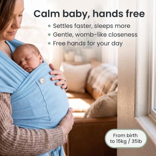 Trekki Pocket Wrap™ Baby Sling Carrier, Newborn to Toddler, Blue — view 2