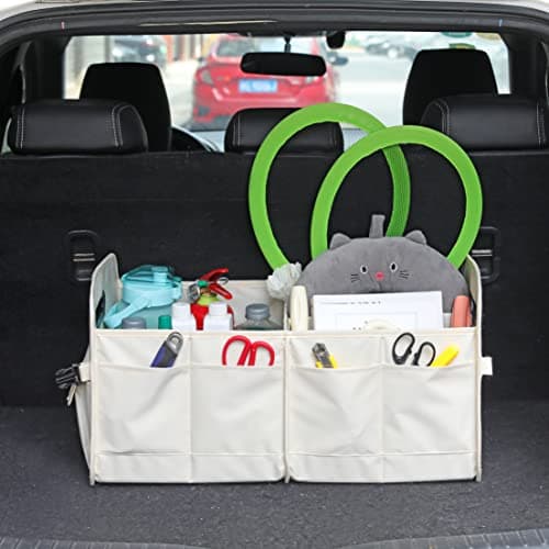 AOKJOY Car Trunk Organizer Car Storage Organizer Collapsible Multi Compartment Car Organizer Adjustable Straps Car Organizer for SUV(Beige) — view 2