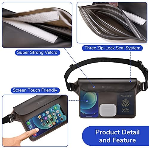 SYNCWIRE IPX8 Waterproof Pouch Bag with Adjustable Waist Strap-Screen Touchable Dry Bag with Adjustable Belt for Phone Valuables for Beach Swimming Snorkeling Boating Fishing Kayaking, etc — view 4