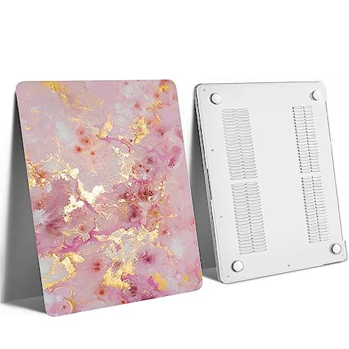 Laptop Cover Compatible with New MacBook Air 13 inch with Retina Display Touch ID Model M1 A2337 A2179 A1932 Released in 2020 2019 2018, Protective Hard Shell Case & Keyboard Cover, Pink Gold — view 6