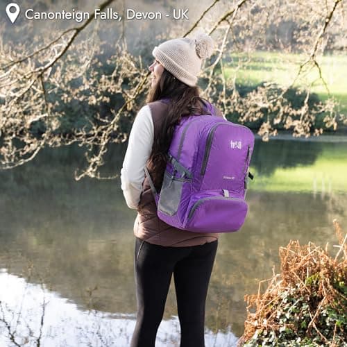 Trail Foldable Backpack, Lightweight Packable Rucksack, 20L, Purple — view 2
