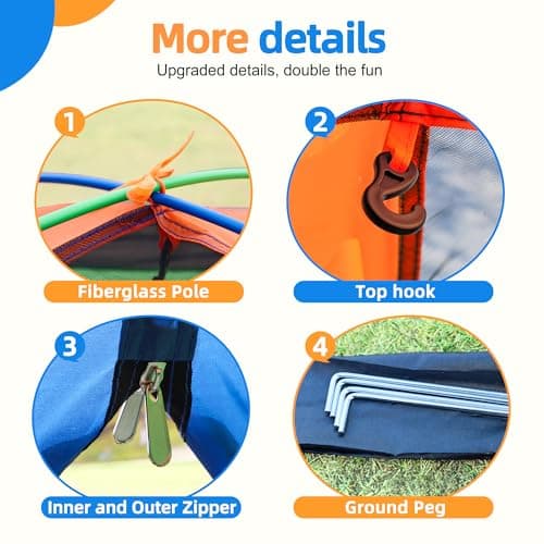 NARMAY® Play Tent Summer Camping Dome Tent for Kids Indoor/Outdoor Fun - 152 x 152 x 111 cm — view 5