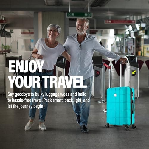 ATX Luggage Medium Suitcase on 4 Dual Spinner Wheels Super Lightweight ABS Hard Shell Hold Check in with Built-in TSA Lock (Mint Green, 65Liter) — view 5