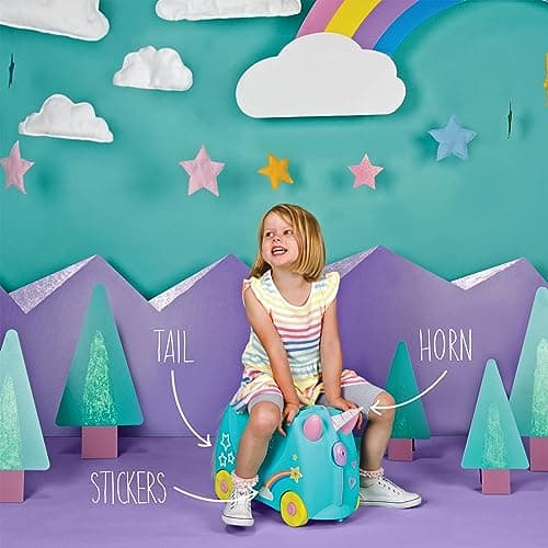 Trunki Children’s Ride-On Suitcase and Kid's Hand Luggage | Unicorn Gifts for 3-4 Year Old Girls : Una Unicorn (Teal) — view 2