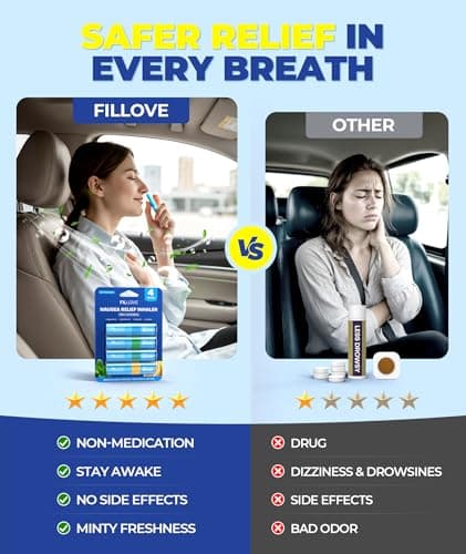 FILLOVE 1s Fast Nausea Relief Nasal Stick with 2-in-1 Motion Sickness Ease, 100% Natural Essential Oils for Pregnant Women, Non-Drowsy Travel Essentials & Cruise Essentials for Car, Airplane — view 2