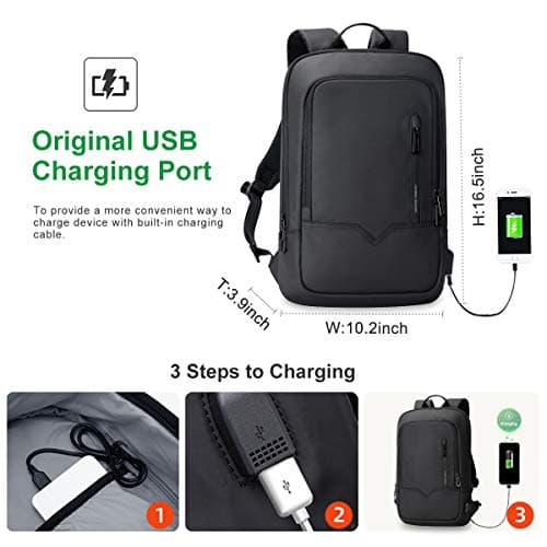 HEROIC KNIGHT Slim Laptop Backpack for Men 15.6 Inch with USB Charging Port — view 2