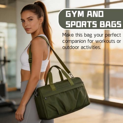 Cycayit Gym Bag with Shoe Compartment, 45 cm, Army Green — view 6