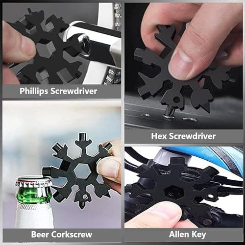 2 Pack 18-in-1 Snowflake Multi-Tool - Stainless Steel Portable Opener with Bottle Opener & Bicycle Wrench, Compact Design for Outdoor, Camping & Daily Use (Durable & Versatile) — view 5