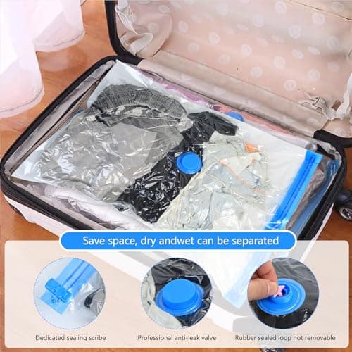 Tenbrachian 8 Pcs Space Saver Bags Vacuum Storage Bags Small Compression Zipper Storage Bags Vacuum Pack Bags for Clothes, Vacuum Bags for Clothes Travel Home, with Airtight Valve, 60 x 40 cm — view 6