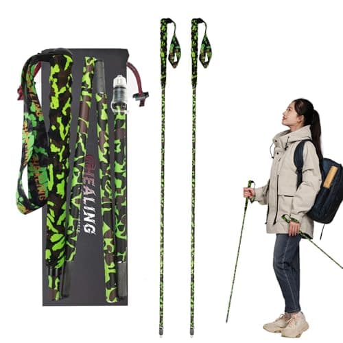 OKHEALING Telescopic Folding Trekking Poles, Lightweight and Durable 1 Pair T800 Carbon Fiber High Strength Camouflage Pattern for Hiking, Trekking and Mountaineering (GN-110)
