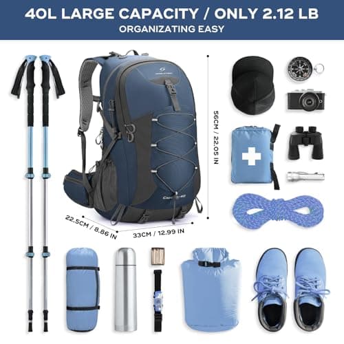Maelstrom 40L Hiking Backpack, Lightweight Camping Daypack with Rain Cover — view 2