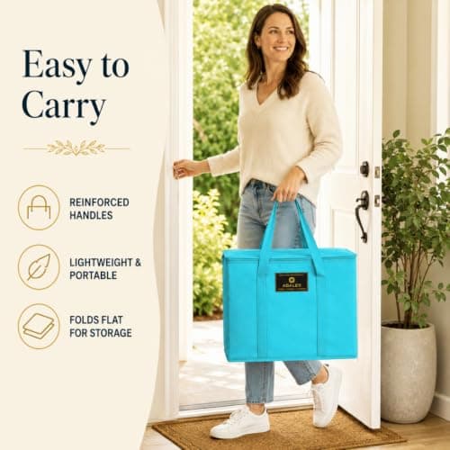 Adalex Global 16L Cool Bag Cooler Bag and Cooler Box, Insulated Food Delivery for Uber Eats, Thermal for Hot and Frozen Food, Picnic and Grocery Delivery, Freezer Shopping (30x18x30cm 16l Blue, L) — view 6