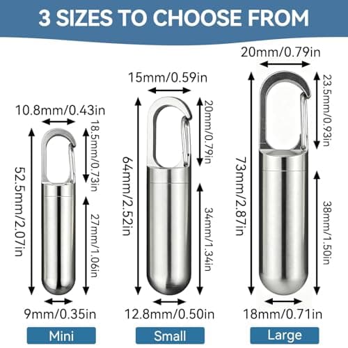 Medicine Organizer Holder, Stainless Steel Medicine Container Sealing Waterproof Portable Mini Capsule Bottle Holder Keychain Weekly Pill Box for Outdoor Travel Home (Mini) — view 3
