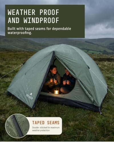 Voyager 3 Man Tent - Waterproof, Windproof, Quick Setup, Spacious 3-Person Camping Tent, Durable, Lightweight Outdoor Shelter, Ideal for Hiking, Backpacking, Camping- 225x185x120cm — view 3