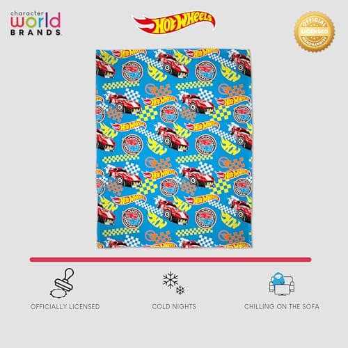 Character World Official Hot Wheels Fleece Blanket | Super Soft Warm Blue Throw, Flame Design | Perfect For The Bedroom, Camping & Sleepovers 100 x 150cm — view 2