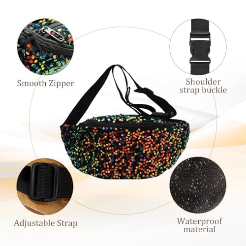 XSDSLS Bum Bag Sequins Women's Bum Bag Hip Bag Shiny Shoulder Bag Crossbody Bag Belt Bag Fanny Pack for Travel Festival Party Everyday Life (Colorful) — view 3