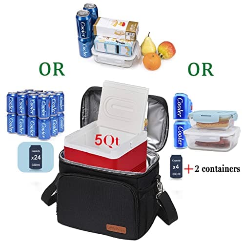 Cooler Bag - Insulated Soft Cooler 24-Can Portable Cooler Beach Bag for Lunch, Grocery, Shopping, Camping & Road Trip, Leakproof Lightweight Soft Side Car Cooler with Adjustable Shoulder Strap,Black — view 2