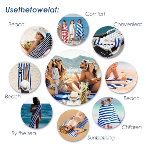 Muztaga Microfibre Beach Towel - Sand Free, Quick Dry, Large 160 x 90 cm Striped Pool Towels for Adults & Kids, Lightweight Compact Travel Towel with Bag for Holiday & Gym (Pink) — view 4