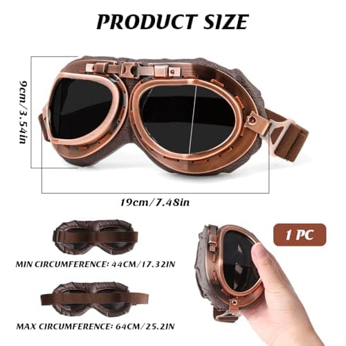JUGCUT Vintage Racer Sports Helmet Sunglasses, Hiking Ski Goggles Eyewear for Cruiser, Scooter Steampunk Half Helmet Motorcycle Cruiser Scooter Goggles Men Women — view 2
