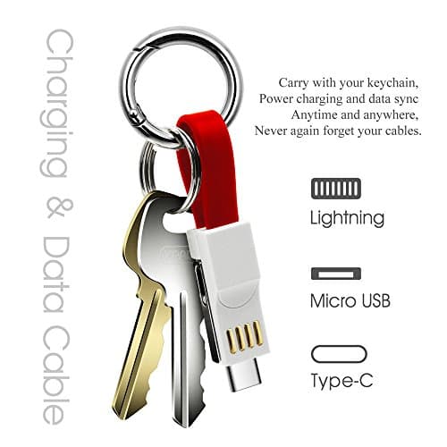 Power4 Multi Charger Cable iphone Android USB C 3 in 1 Short Charging Cable Fast Charger Portable Travel Cable Magnetic Foldable With Keychain Data Transfer Cord Lightning Keyring for All Smartphones — view 5