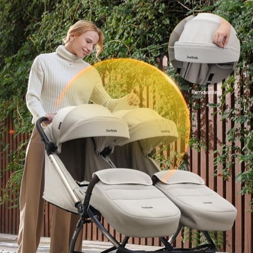 Jovikids Ayla Twins Double Pushchair, One-Hand Fold, Shock-Absorbing — view 6