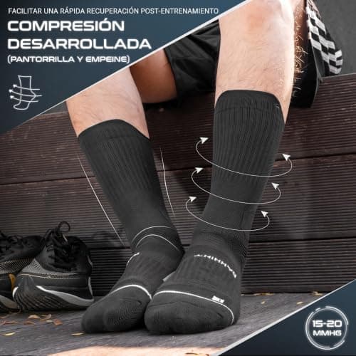 Rahhint Coolmax 3 Pack Compression Running Socks Men Women Anti Blister Socks Walking Socks with TAB Design, Compression Zone, Venting Mesh Network and Arch Support，Black 8-12 — view 4