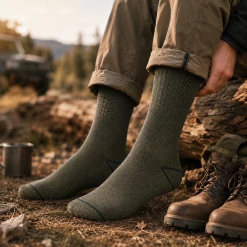 JEANTRADER'S Men's Military Army Boot Socks, 6 Pairs, Thermal Combat Green Outdoor Work Socks, Loose Top Cushioned Comfort, Hiking & Tactical Socks, UK Size 6-11 — view 2