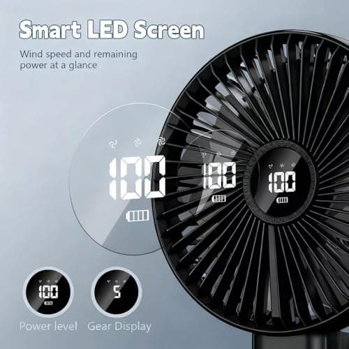 Large Portable Handheld Desk Fan, 6 Inch Blades, 180° Foldable for Travel — view 6