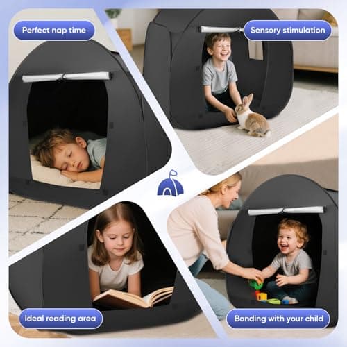 Gxpjycfob Sensory Tent, Pop Up Sensory Den for Autism, Blackout Calm Corner for Kids, Calm Down Tent for Autistic Children Anxiety Relief with Travel Bag, Play and Relax Corner (Round) — view 5