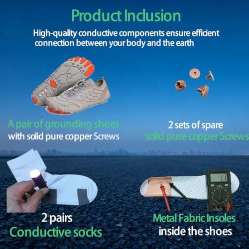 Grounding Barefoot Shoes with Copper , Effective Full-Chain Grounding, Grey-2socks, 7.5 Women/6.5 Men — view 4