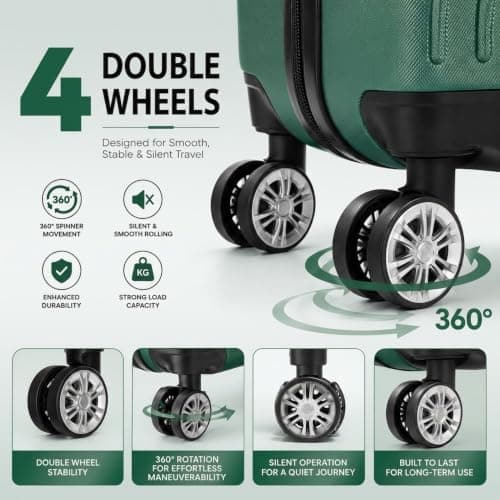 DK Luggage 28 Inch Large Hard Shell Suitcase 4 Wheel Spinner Checked Luggage, 23kg – 27kg Capacity ABS25 (Dark Green, 28" Large) — view 5