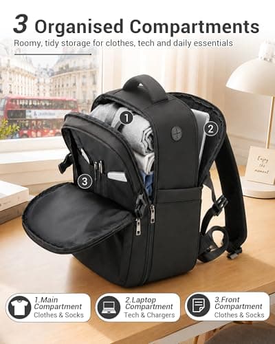 Kono Ryanair Cabin Bag 40x30x20, Underseat Travel Backpack, Black — view 3