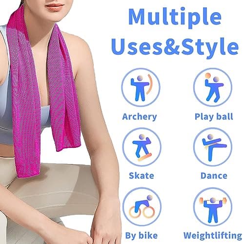 CADONO 4 Pack Microfiber Cooling Towels (40"x12") - Stay Cool & Dry During Yoga, Sports, Gym, Camping & More. Instant Cooling for Neck & Face, Quick-Drying & Sweat Absorbent — view 4