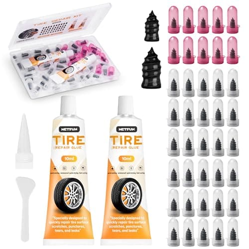 MetFun 40 PCS Quickfix Tyre Repair Screw Kit with 2 Tubes of Sealant Glue